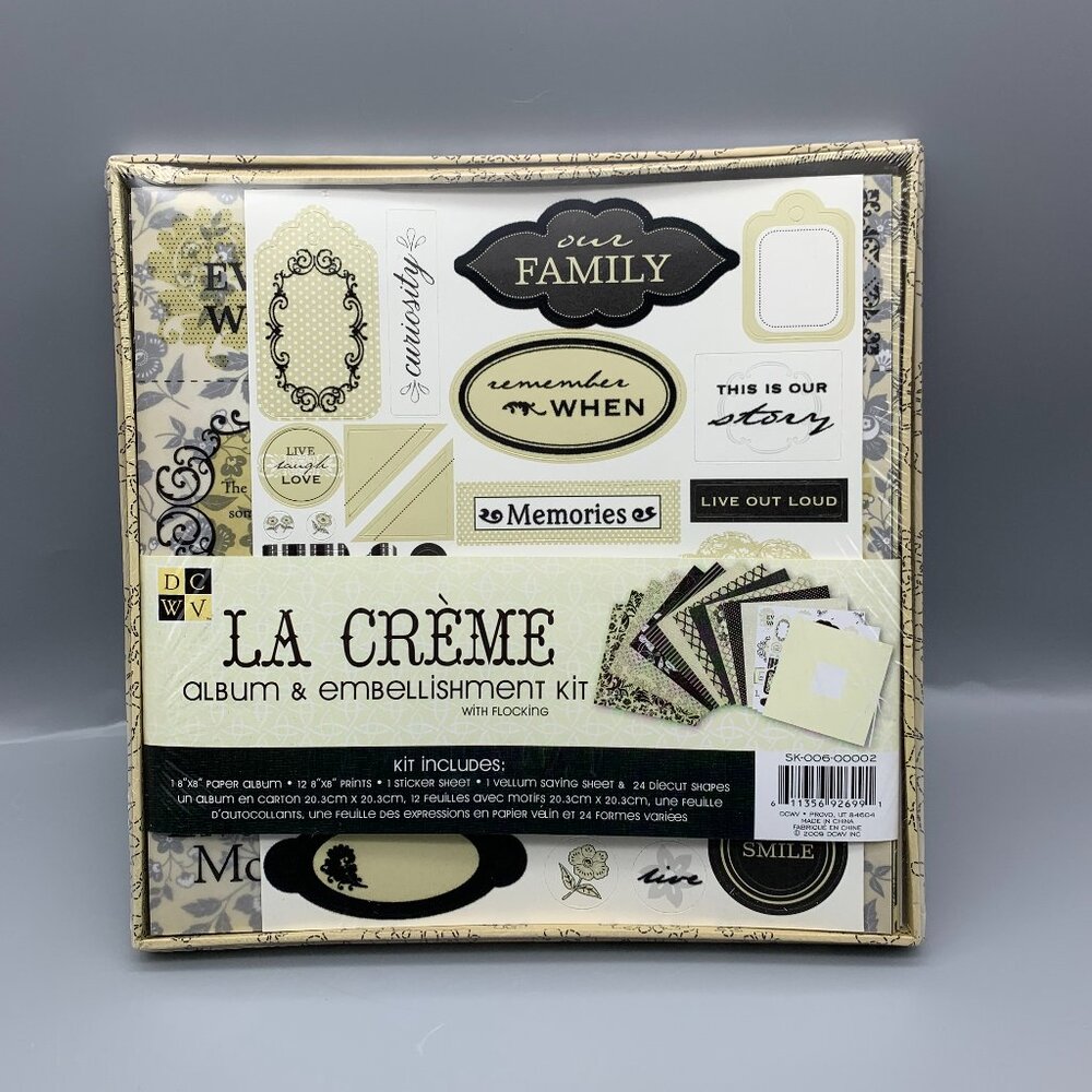 NEW in Box DCWV La Creme 8"x8" Album & Embellishment Kit in Box for Scrapbooking
